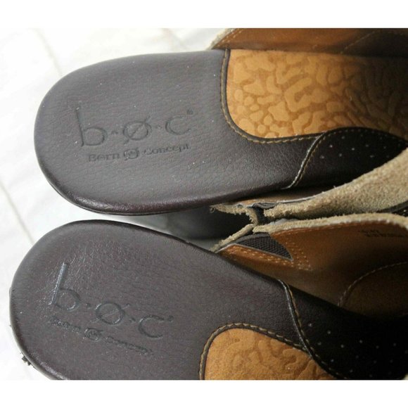 BOC Handcrafted Brown on Brown Leather Buckle Mule Sz10 SlipOn Comfort Shoe Clog - Picture 7 of 10